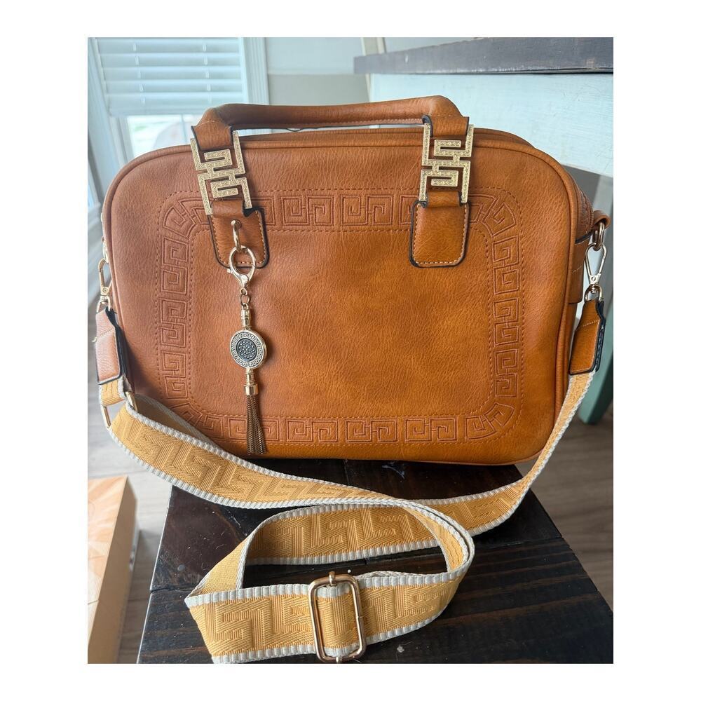 Montana West Top Handle Satchel Bag Crossbody Strap Boho Western Cognac Rustic